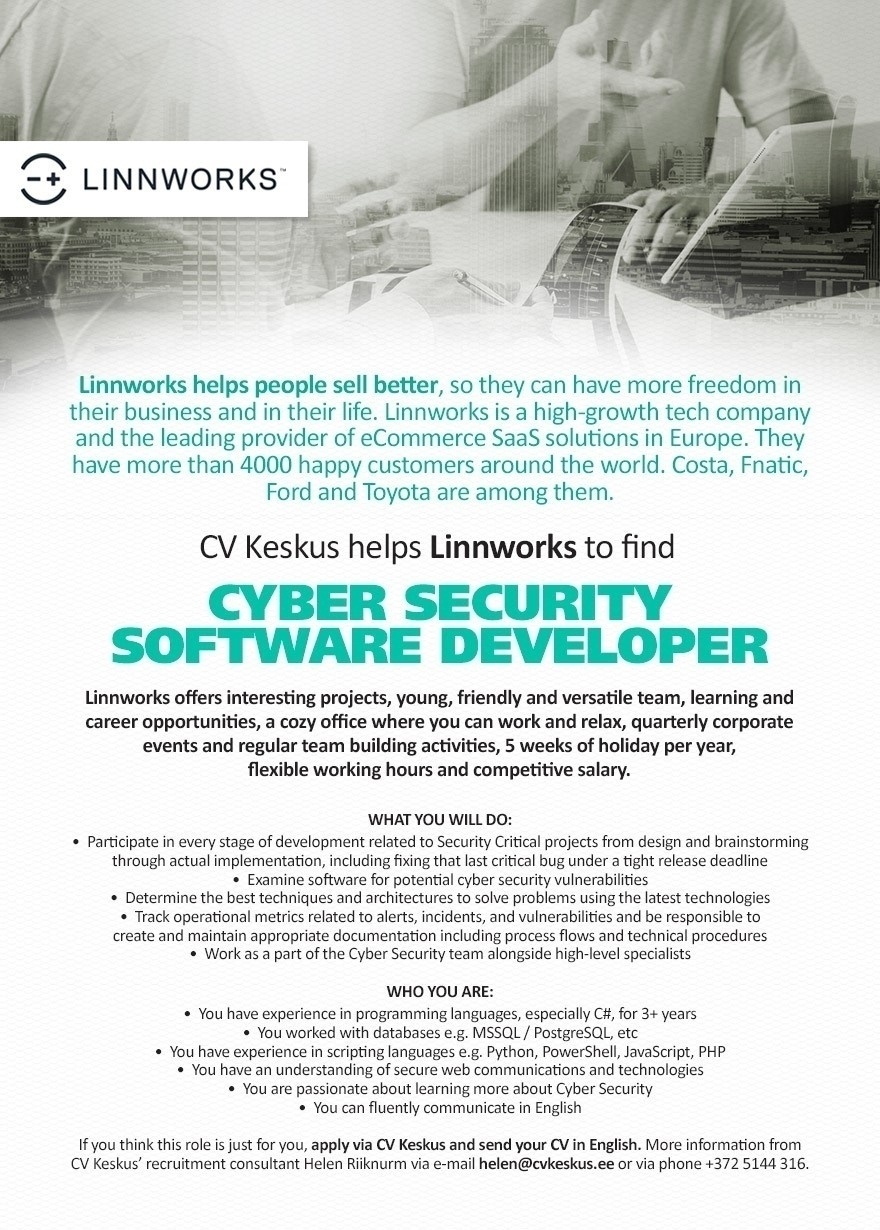 Linn Systems OÜ Cyber Security Software Developer