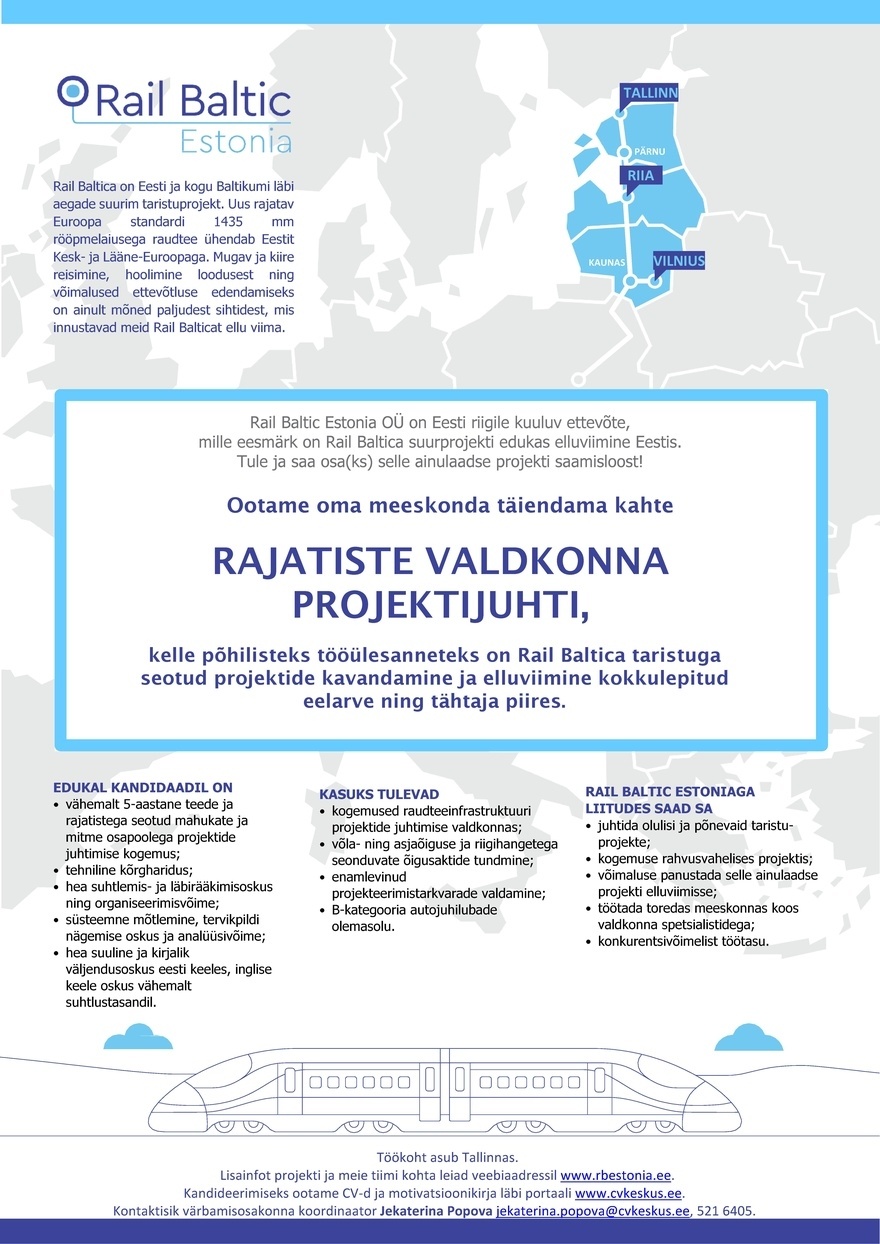 RAIL BALTIC ESTONIA OÜ Rajatiste valdkonna projektijuht