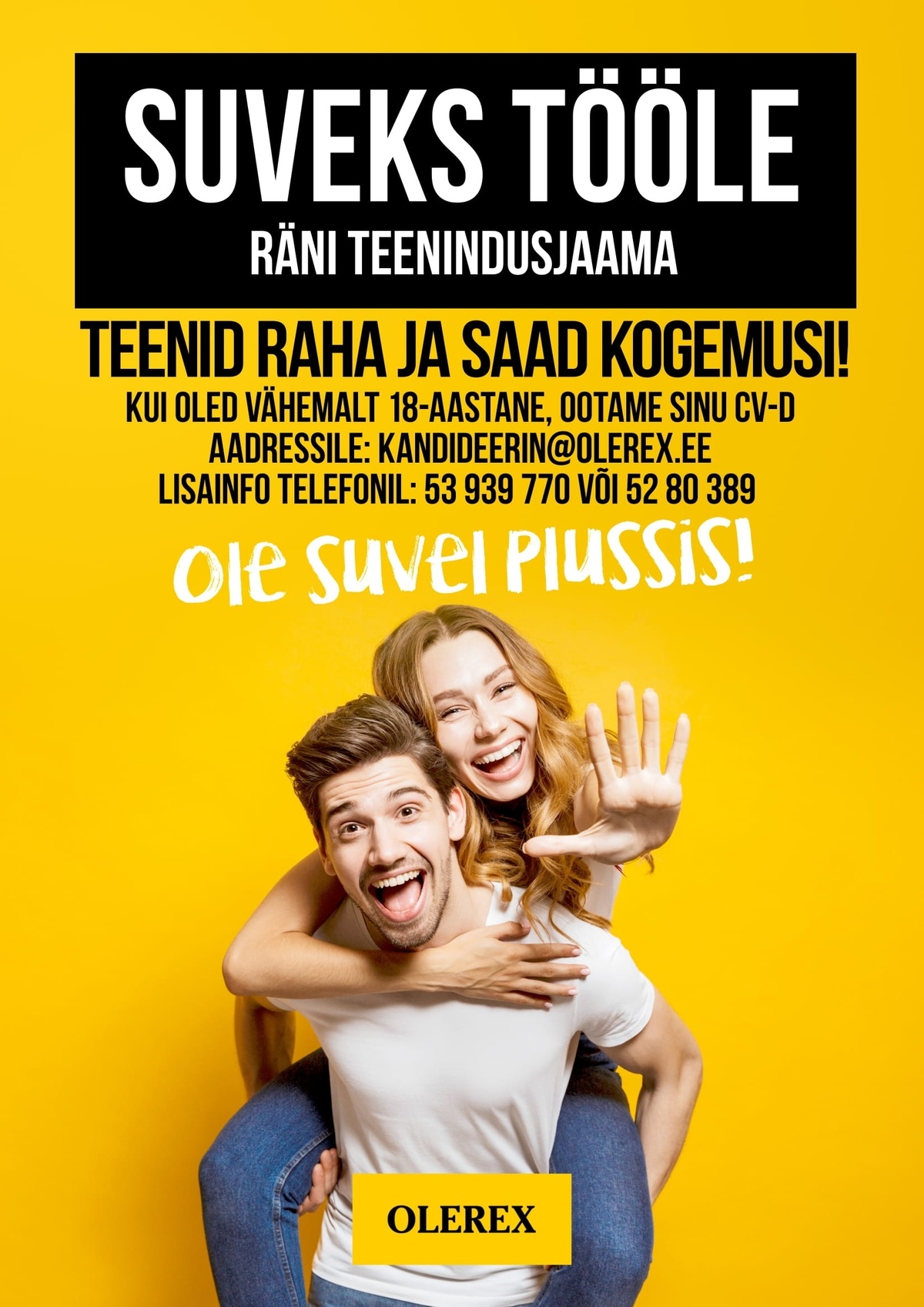 Olerex AS Klienditeenindaja suveks Tartu Räni teenindusjaama