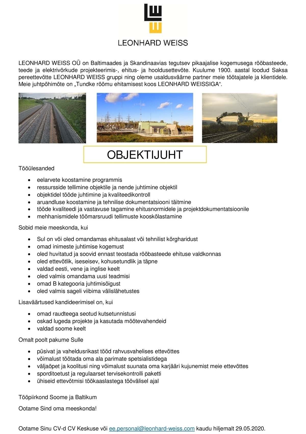 LEONHARD WEISS OÜ Objektijuht
