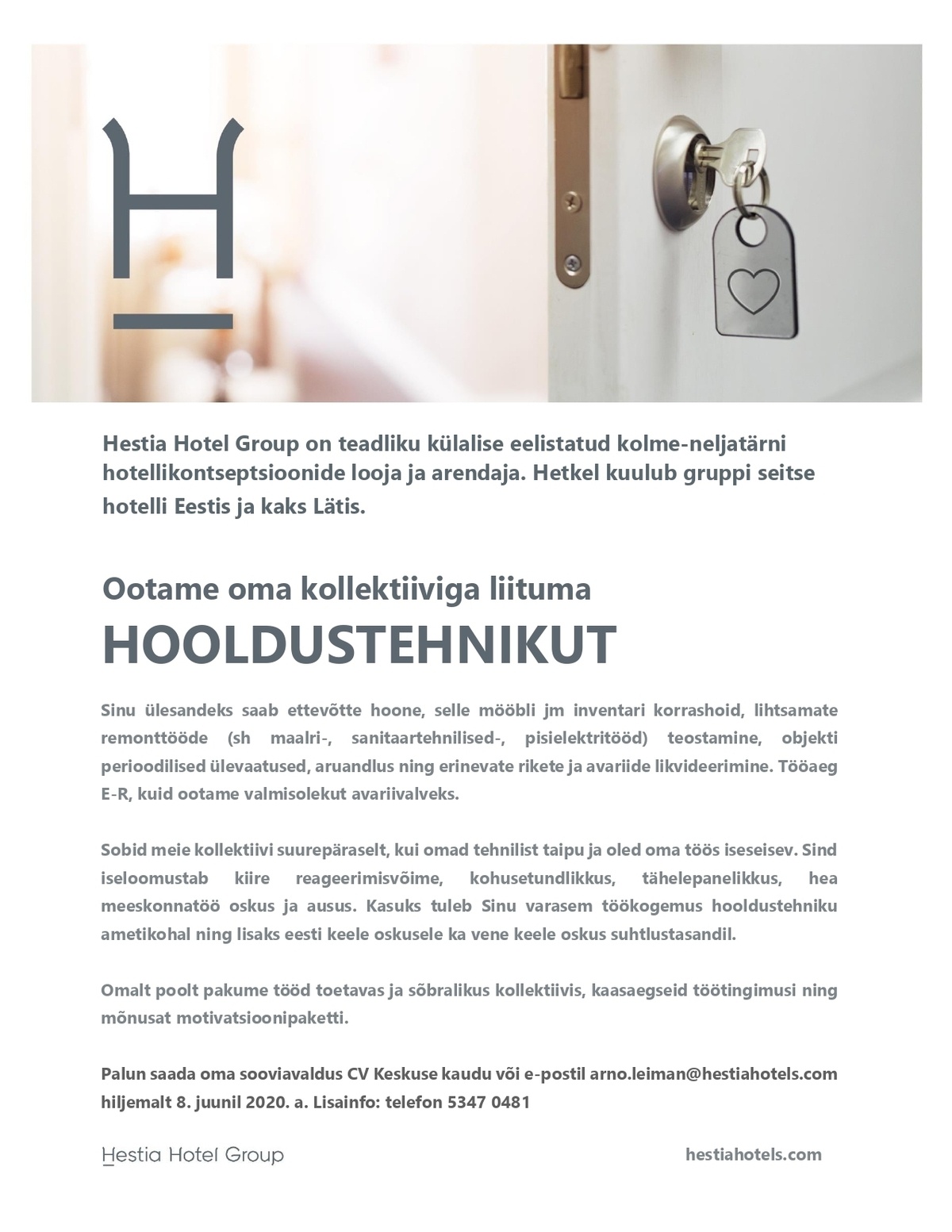 Hestia Hotel Group Hooldustehnik 