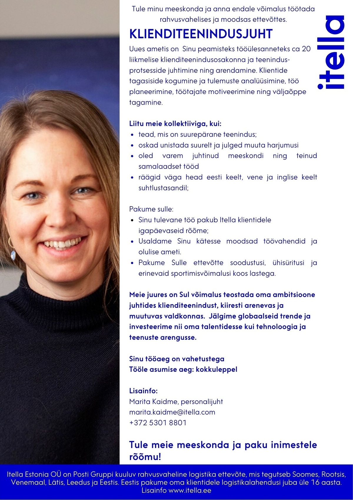 Itella Estonia OÜ Klienditeenindusjuht