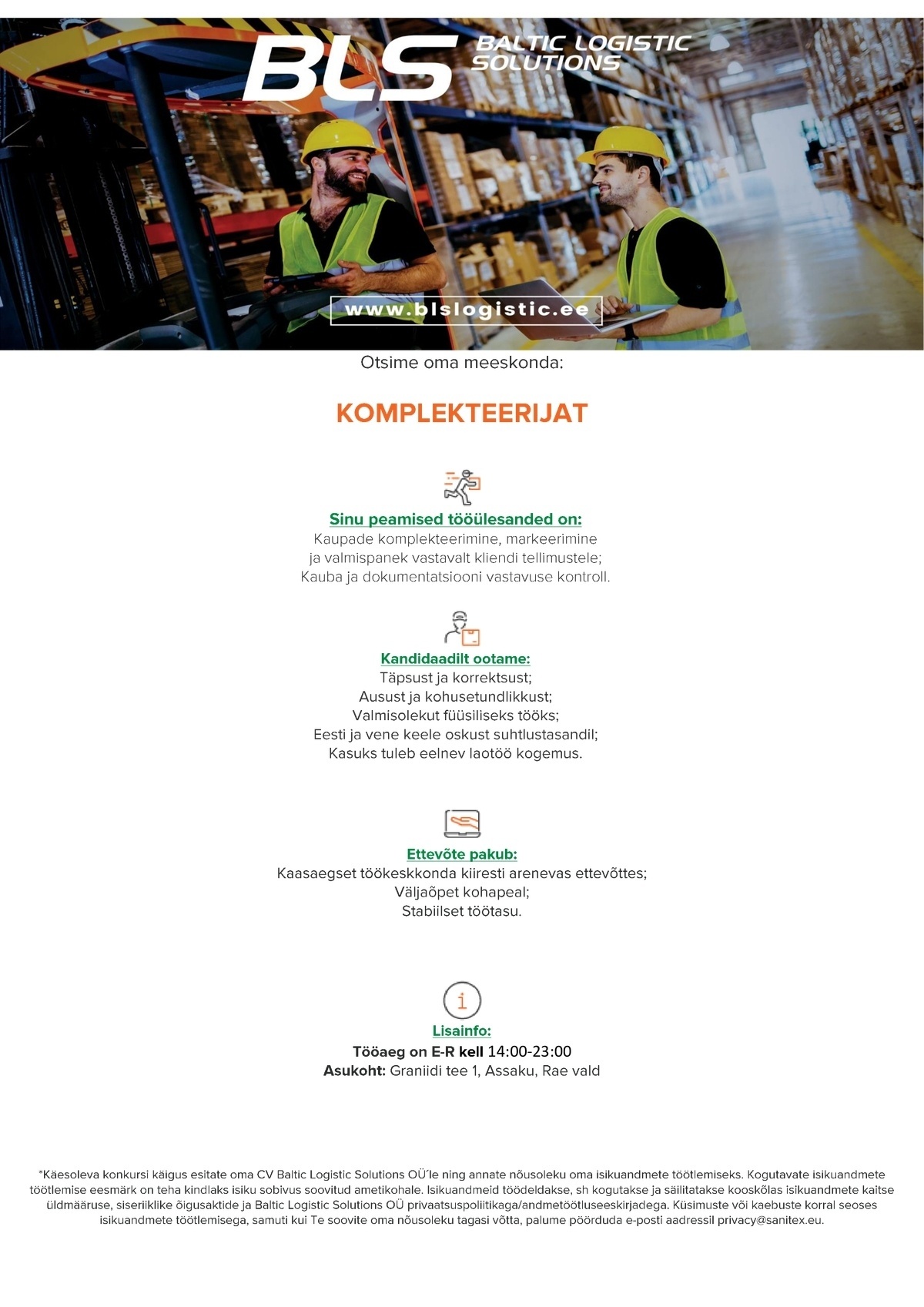 BALTIC LOGISTIC SOLUTIONS OÜ Komplekteerija