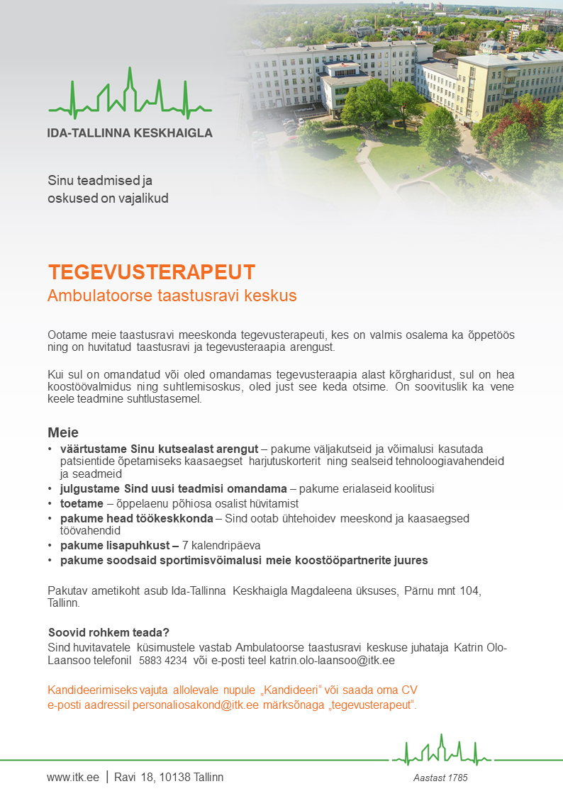 AS Ida-Tallinna Keskhaigla Tegevusterapeut