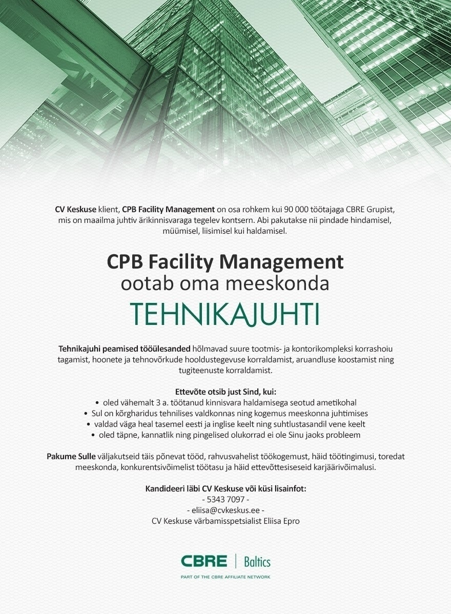 CPB Facility Management OÜ Tehnikajuht