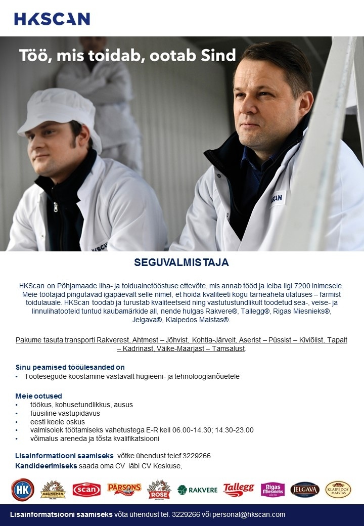 HKScan Estonia AS SEGUVALMISTAJA