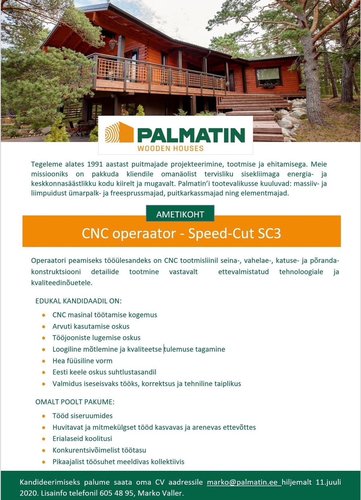 Palmatin OÜ CNC operaator - Speed-Cut 3 