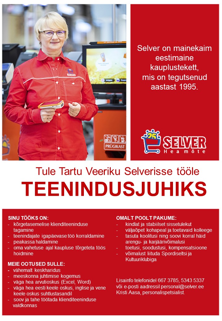 Selver Teenindusjuht Veeriku Selveris