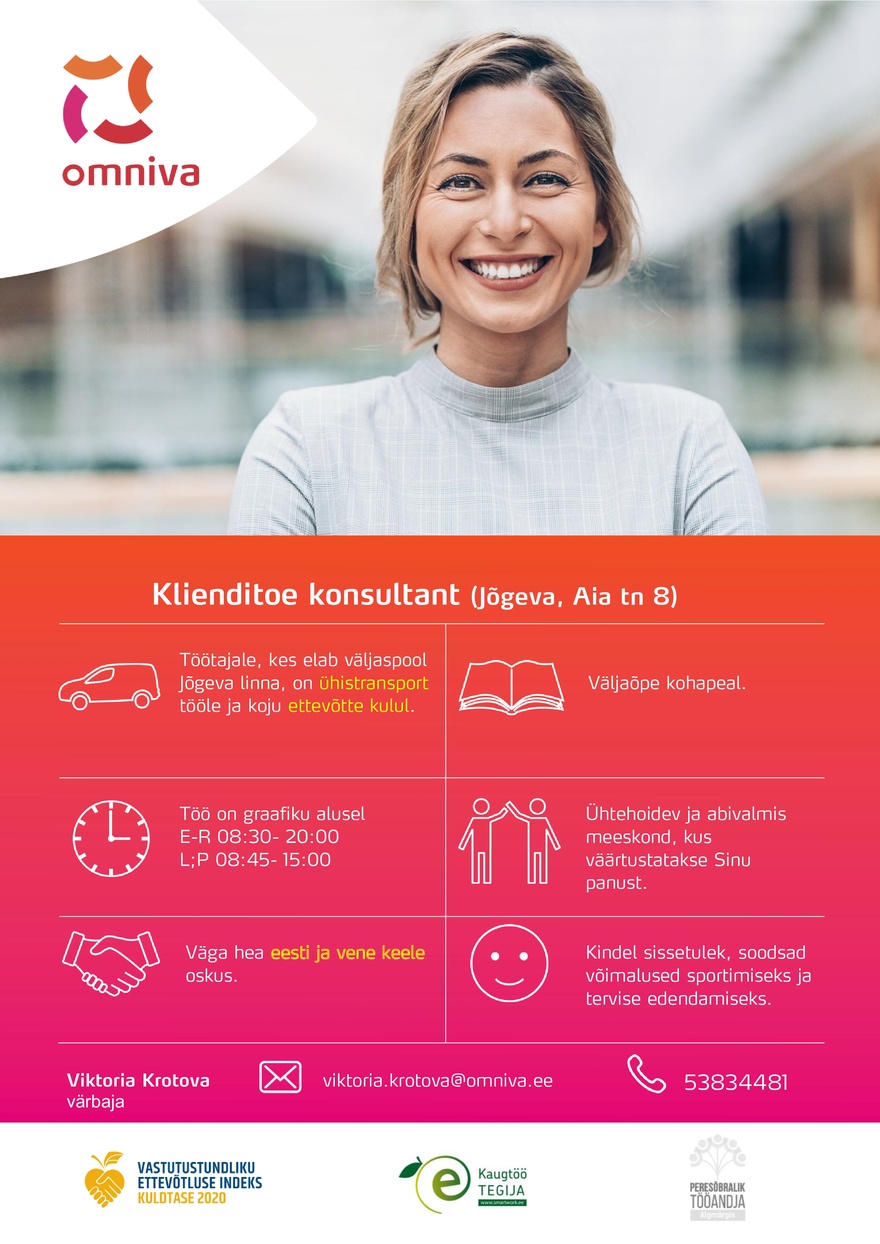 Pakiäri Venekeelne klienditoe konsultant (Jõgeva)