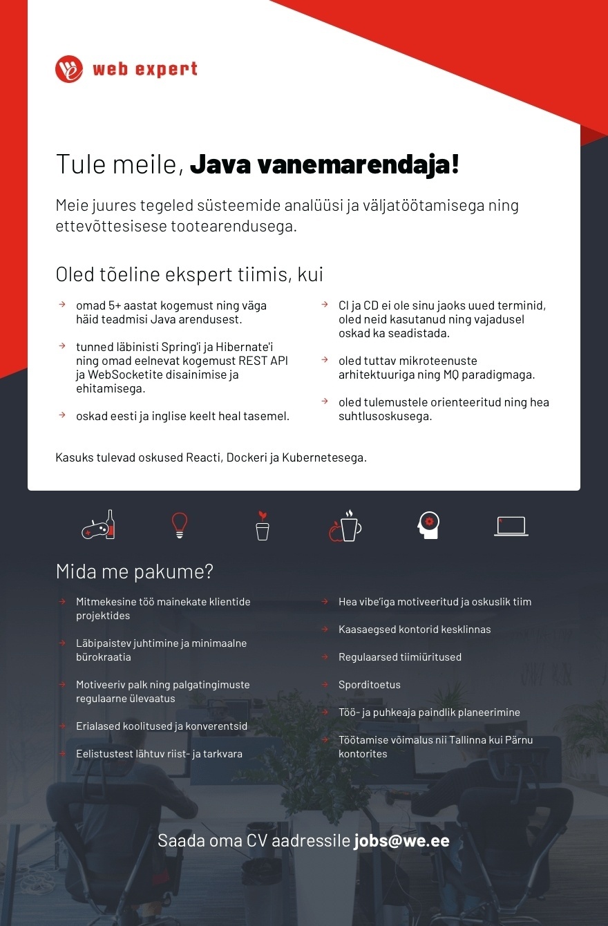 Web Expert OÜ Java vanemarendaja