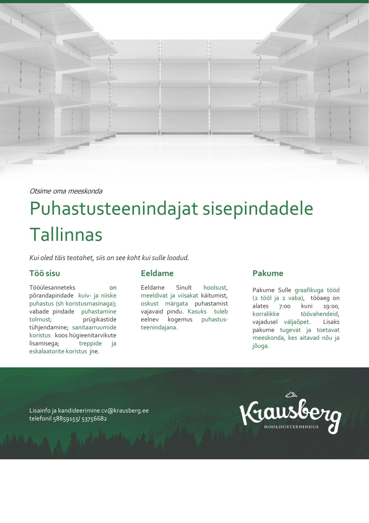 KRAUSBERG EESTI OÜ Puhastusteenindaja sisepindadele Tallinnas