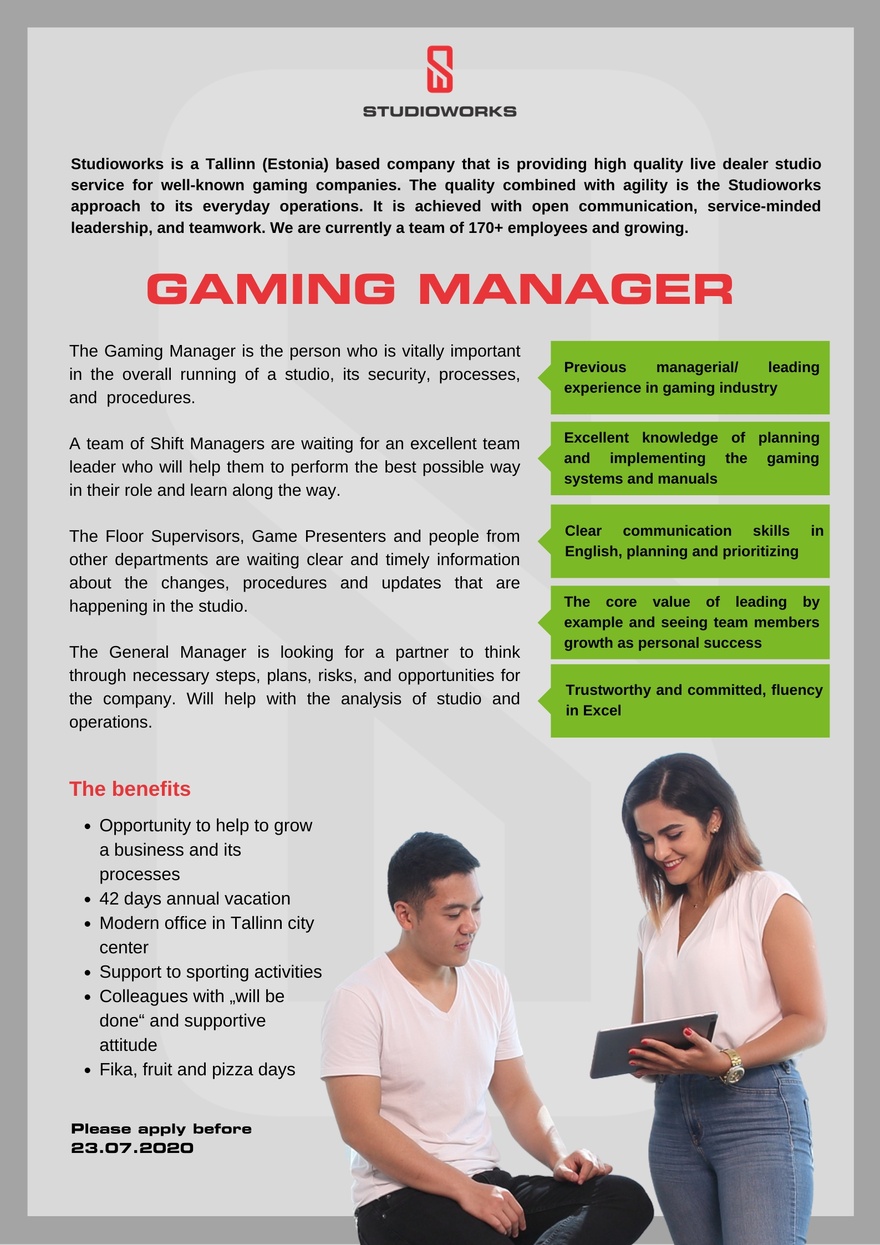Studioworks OÜ Gaming Manager