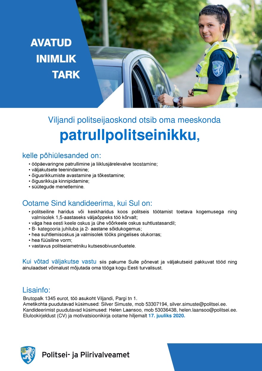 Politsei- ja Piirivalveamet Patrullpolitseinik