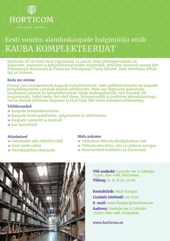 Horticom OÜ Kauba komplekteerija