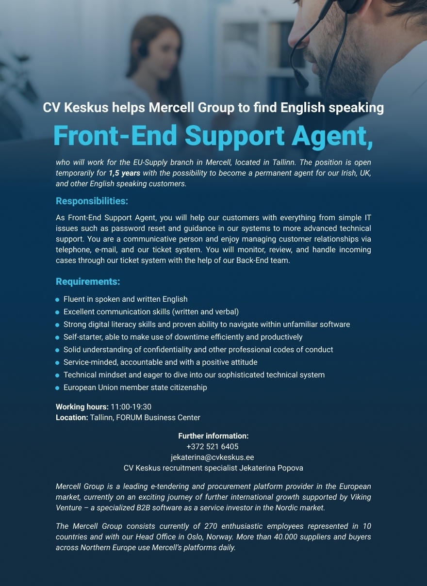 EU-Supply Holding AB Front-End Support Agent