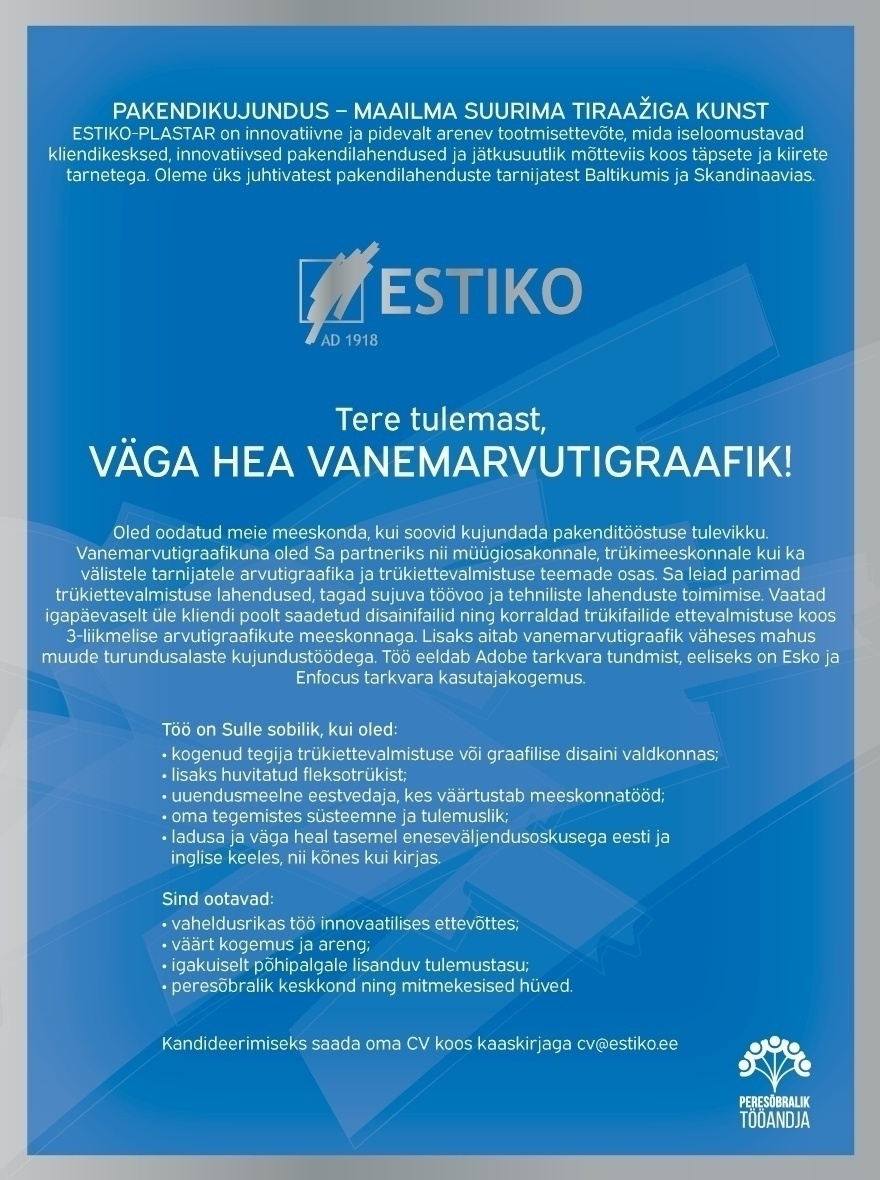 Estiko-Plastar AS Vanemarvutigraafik