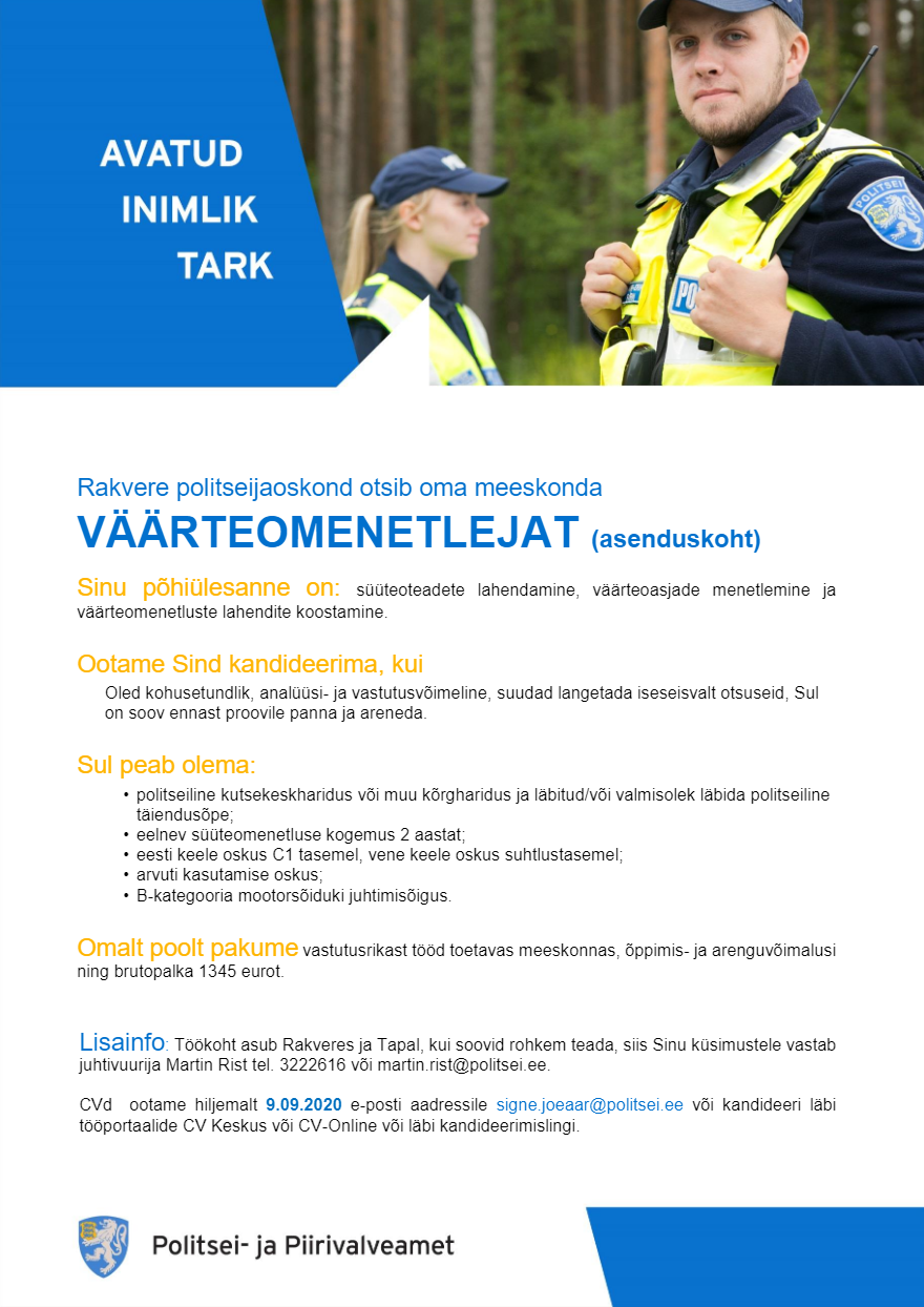Politsei- ja Piirivalveamet Väärteomenetleja (asenduskoht)