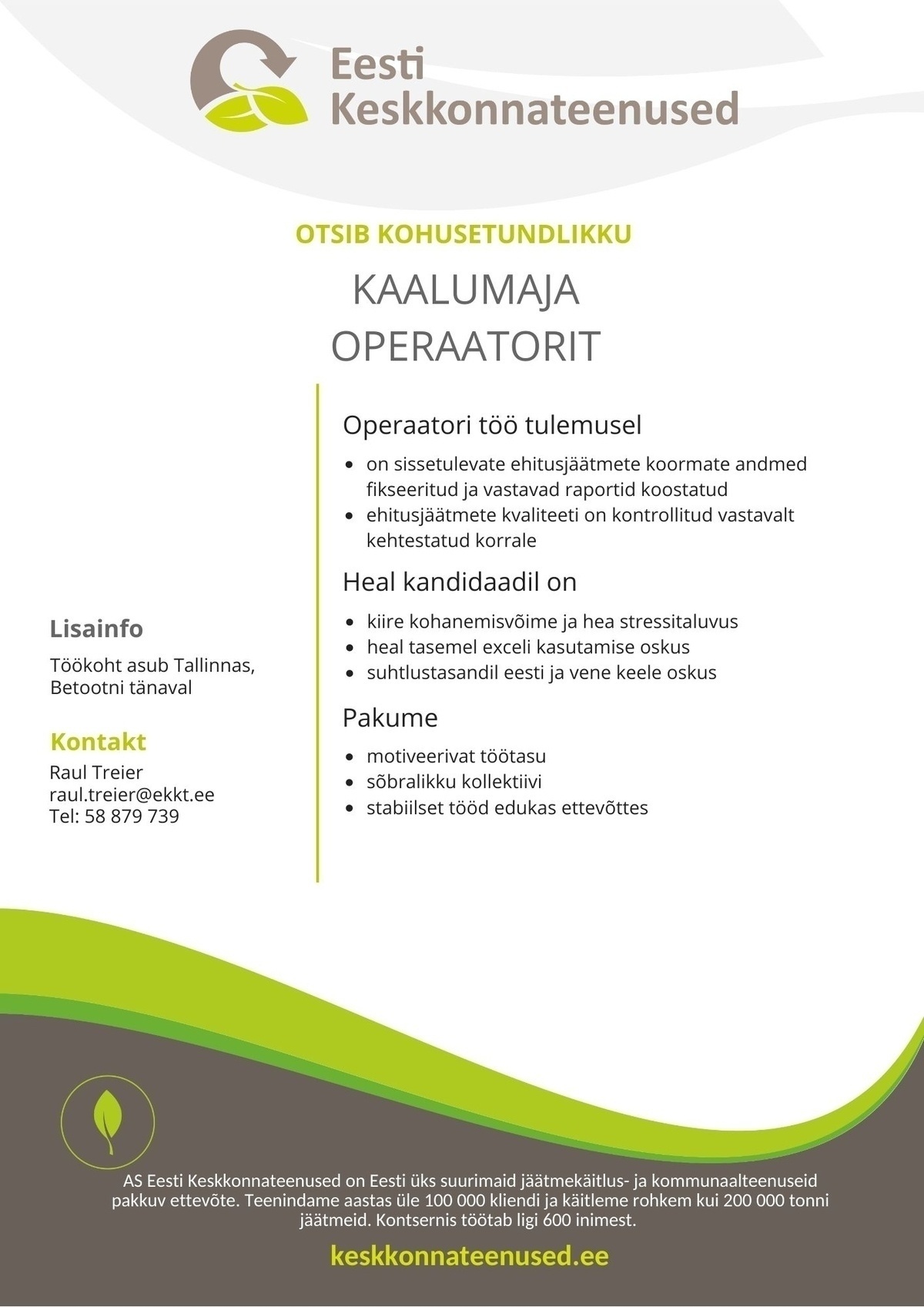 Eesti Keskkonnateenused AS Kaalumaja operaator