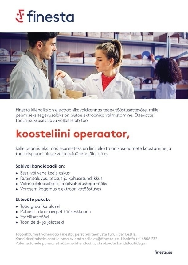 Finesta Baltic OÜ Koosteliini operaator (tööliste transport linnast!)