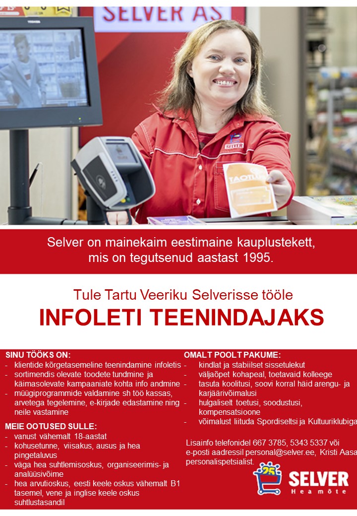Selver Infoleti teenindaja Tartu Selverites