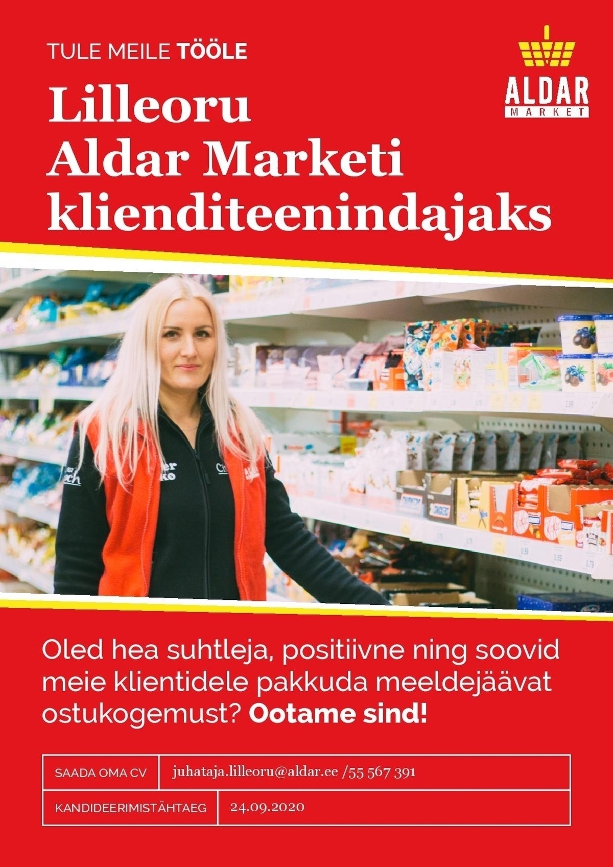 Aldar Eesti OÜ Klienditeenindaja Lilleoru Aldar Marketisse