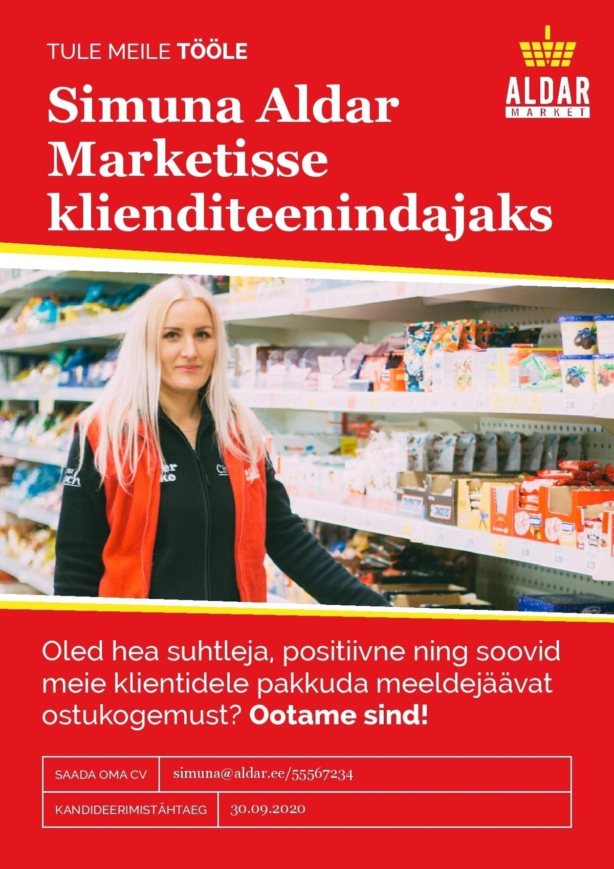 Aldar Eesti OÜ Klienditeenindaja Simuna Aldar Marketisse