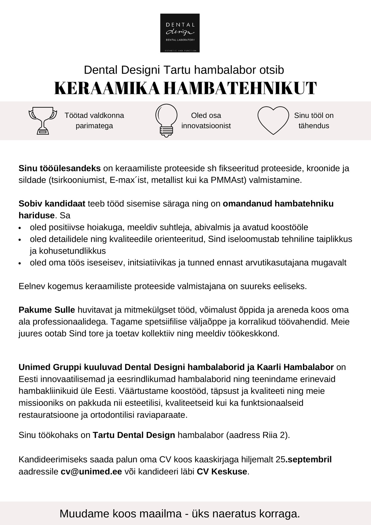 UNIMED GRUPP OÜ Keraamika hambatehnik 