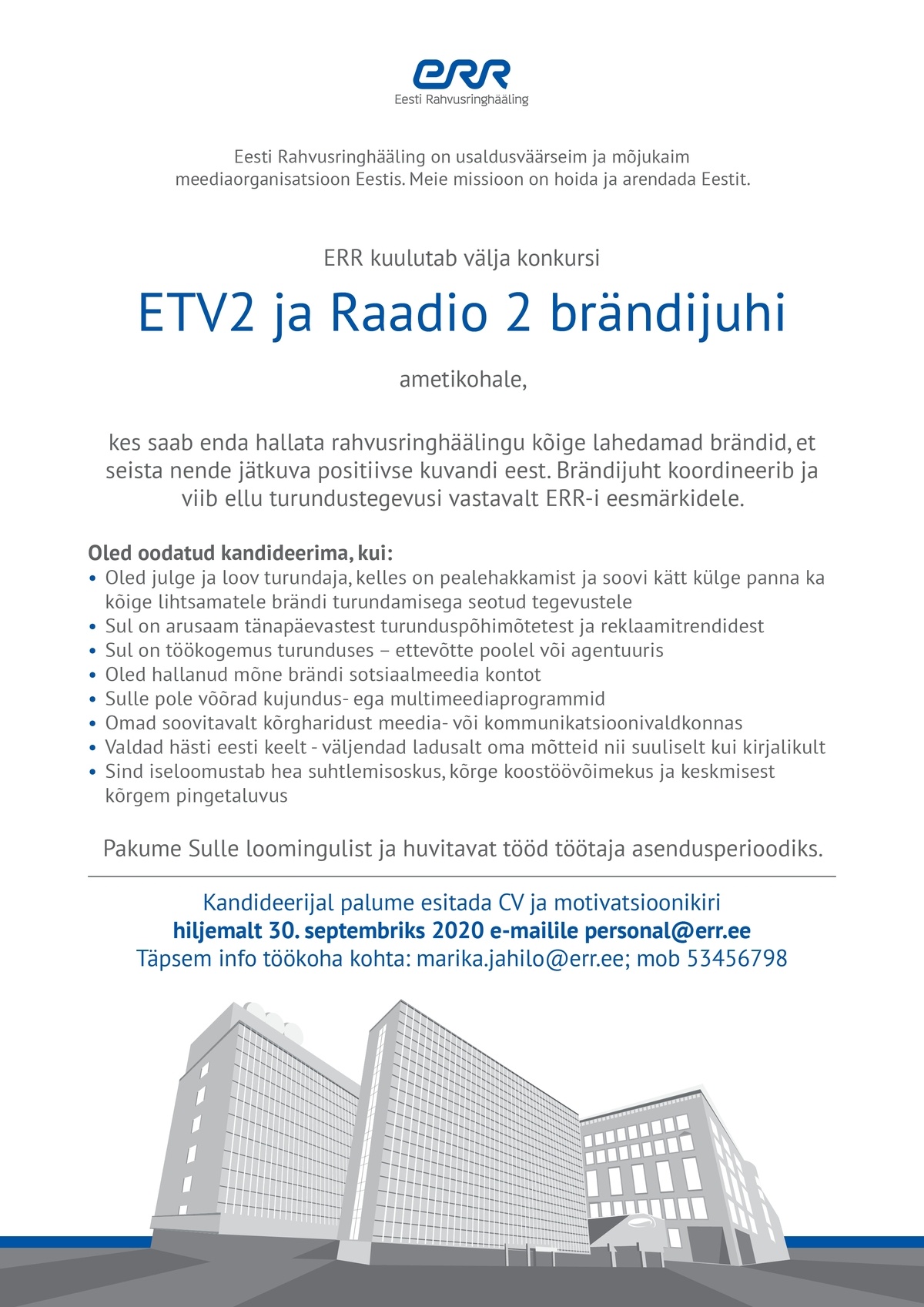 Eesti Rahvusringhääling ETV2 ja Raadio 2 brändijuht