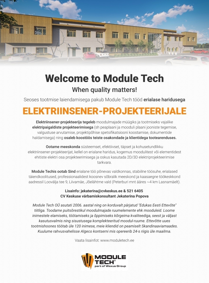 Module Tech OÜ Elektriinsener-projekteerija
