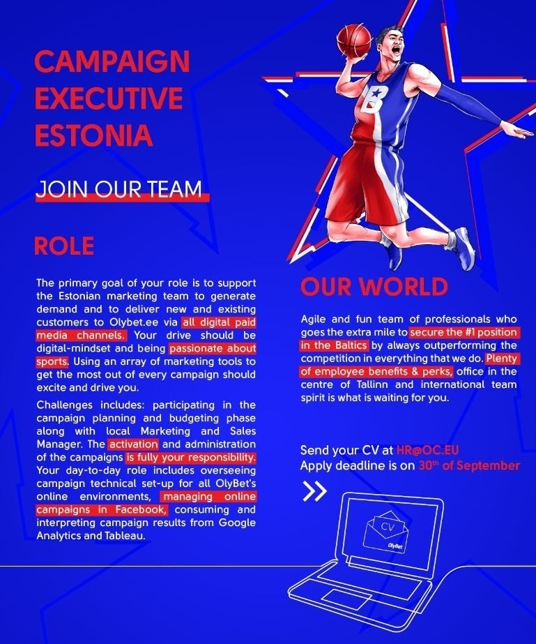 OLYMPIC ENTERTAINMENT GROUP AS Campaign Executive, OlyBet