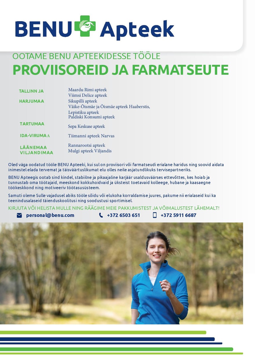 BENU Eesti OÜ Farmatseut/proviisor