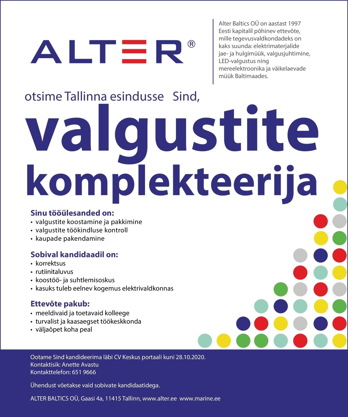 Alter Baltics OÜ Valgustite komplekteerija