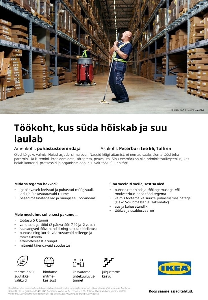 Runikon Retail OÜ (IKEA Estonia) Koristaja