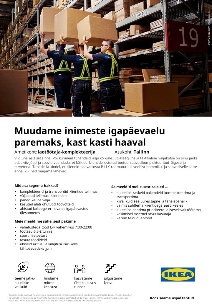 IKEA Eesti LAOTÖÖTAJA-KOMPLEKTEERIJA