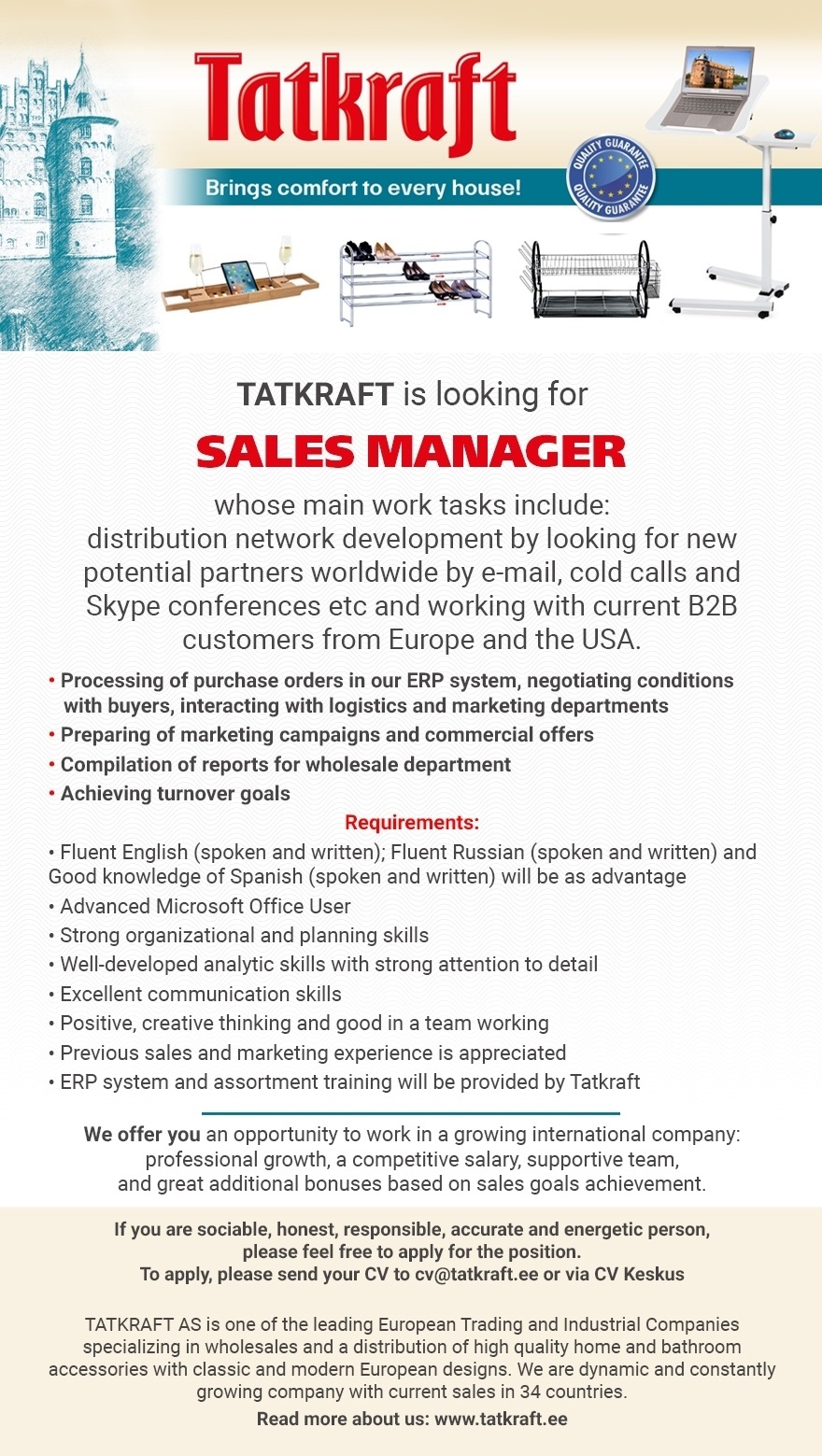 TATKRAFT AS Sales manager