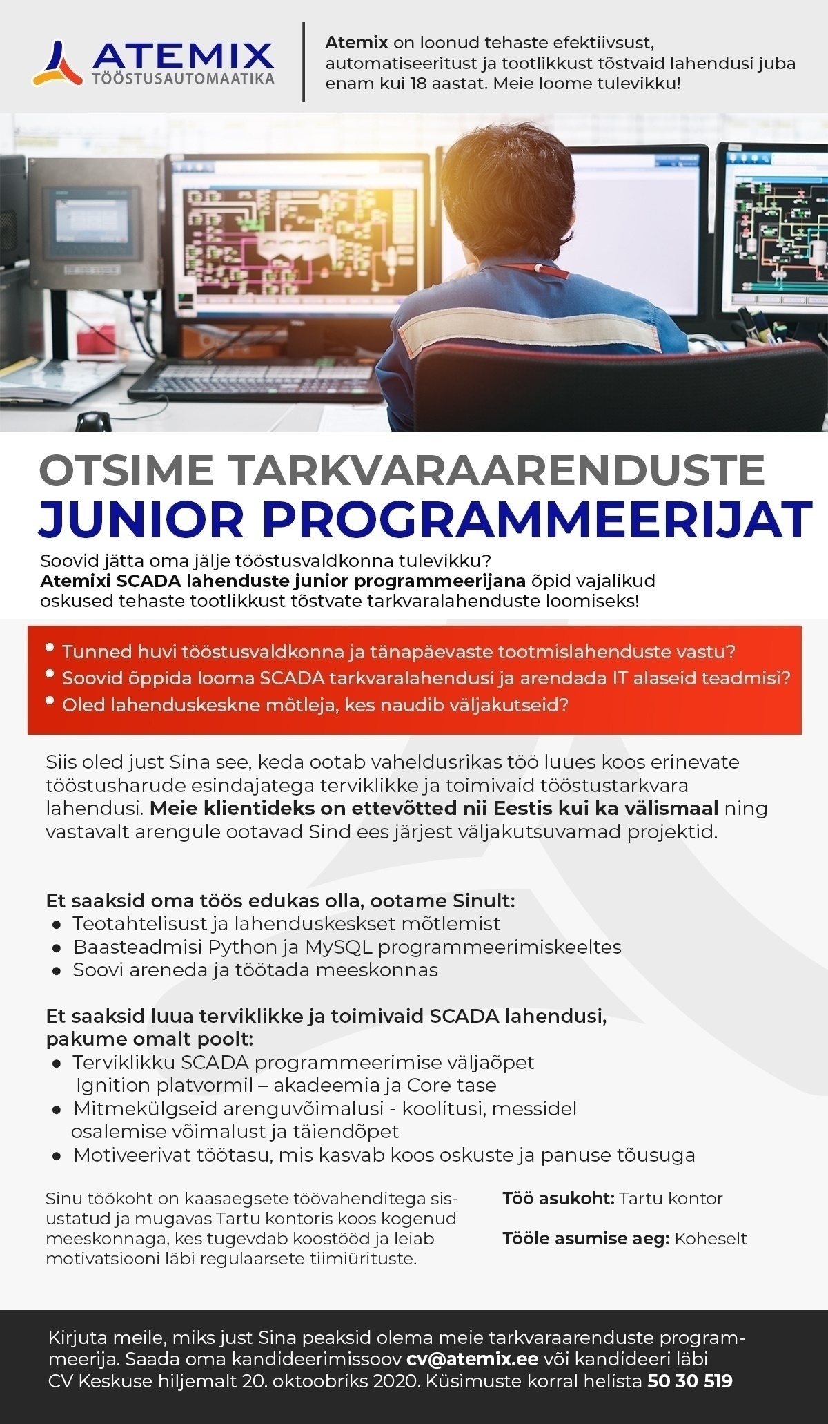 ATEMIX TÖÖSTUSAUTOMAATIKA OÜ Junior programmeerija