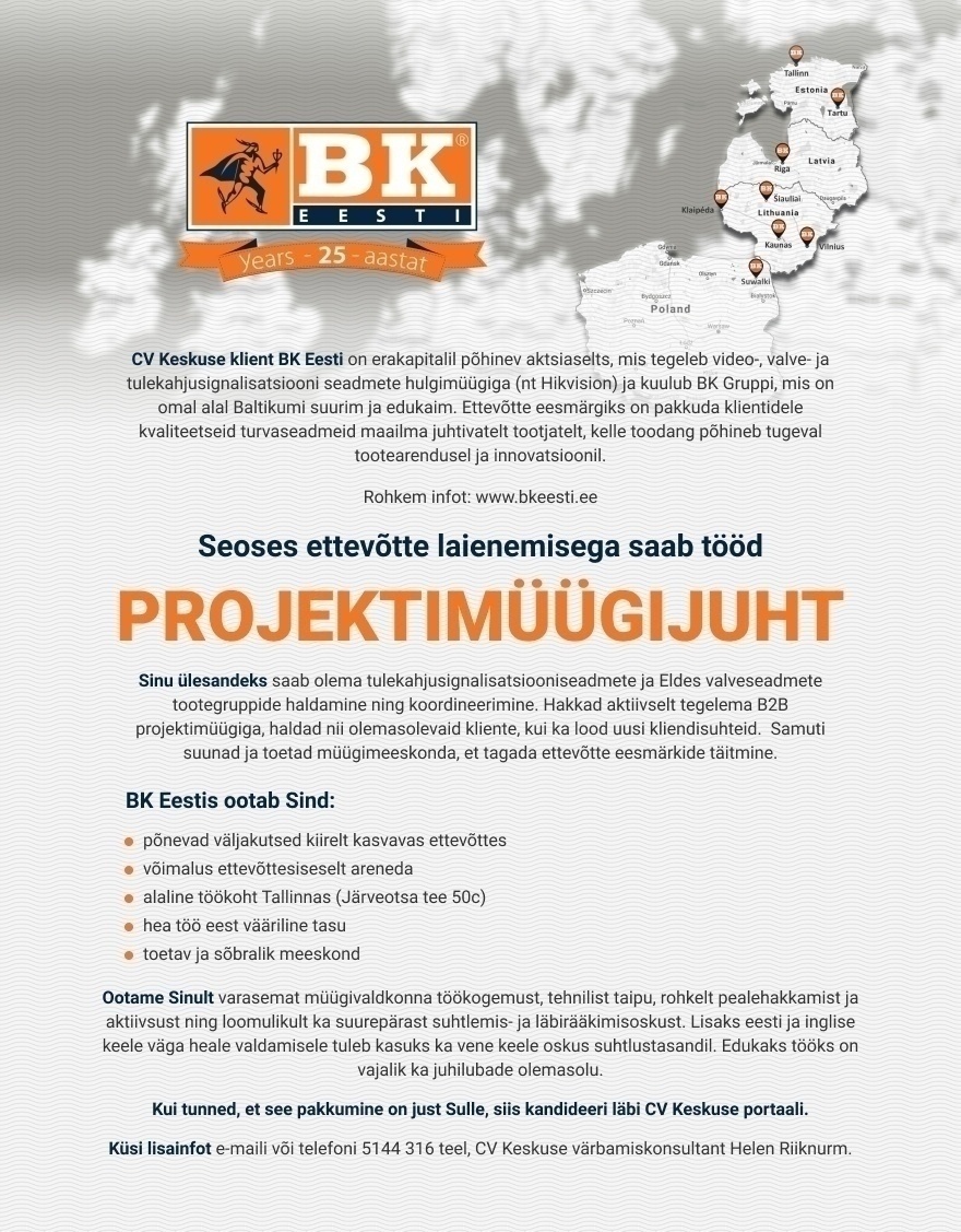 BK Eesti AS Projektimüügijuht