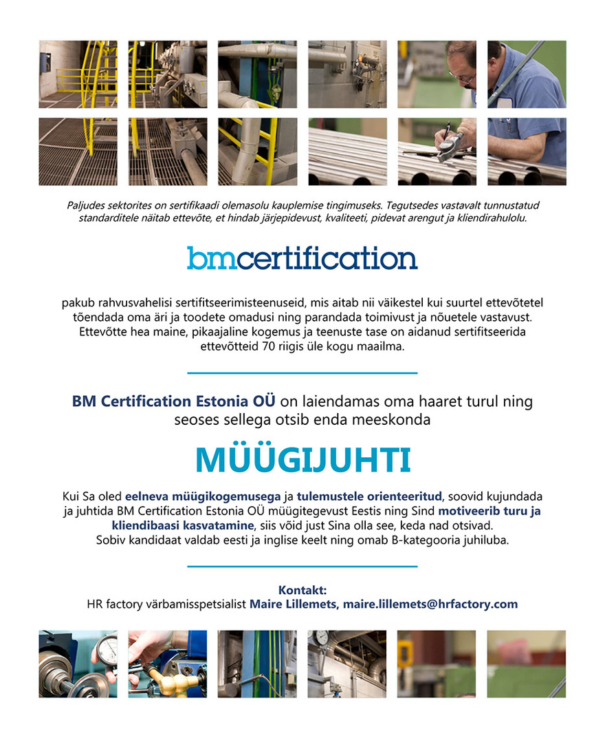 BM Certification Estonia Müügijuht