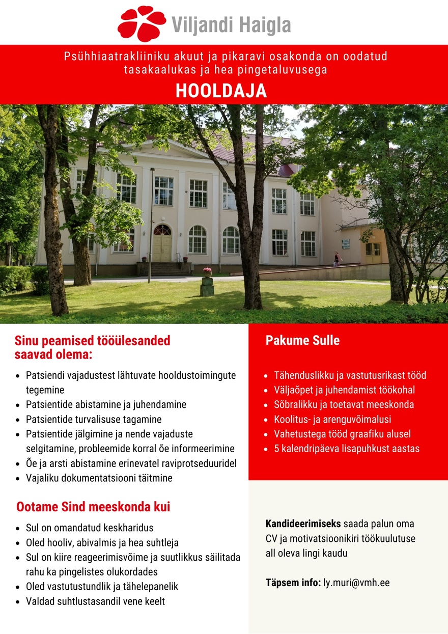 SA Viljandi Haigla Hooldaja (psühhiaatriakliiniku akuut ja pikaravi osakond)