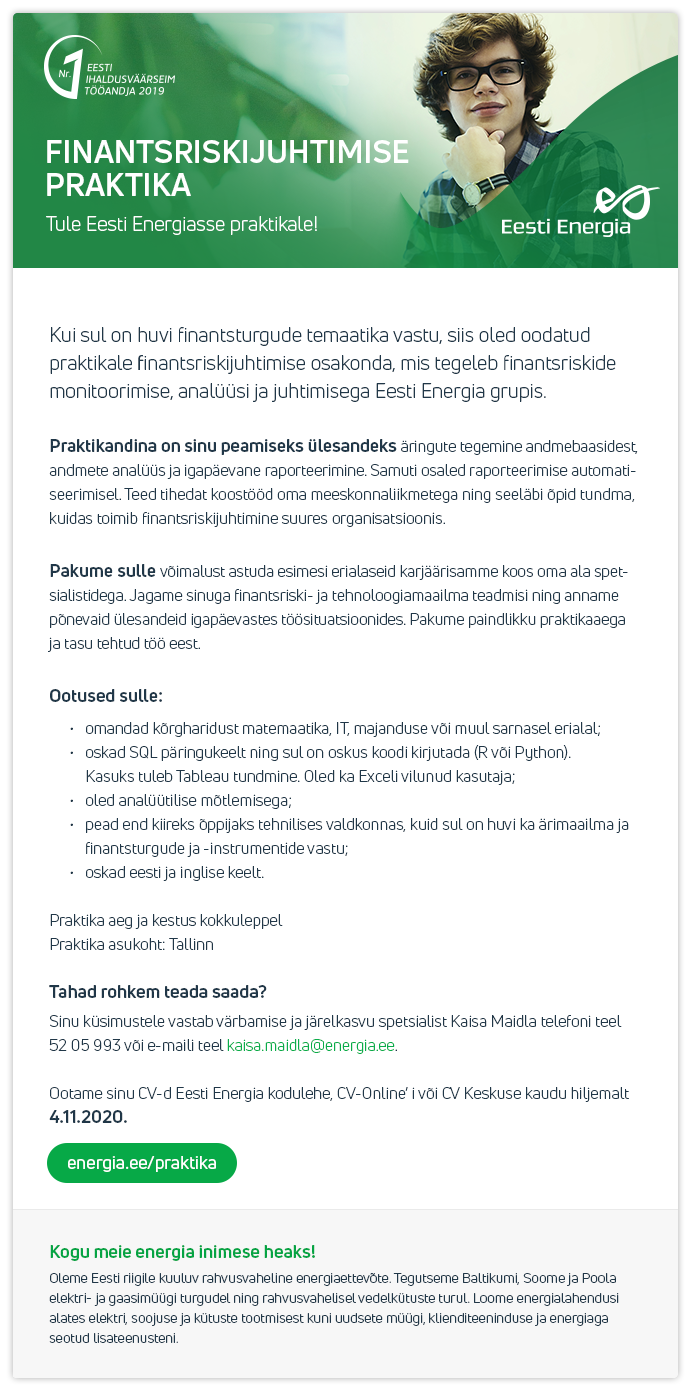 Eesti Energia AS FINANTSRISKIJUHTIMISE PRAKTIKA