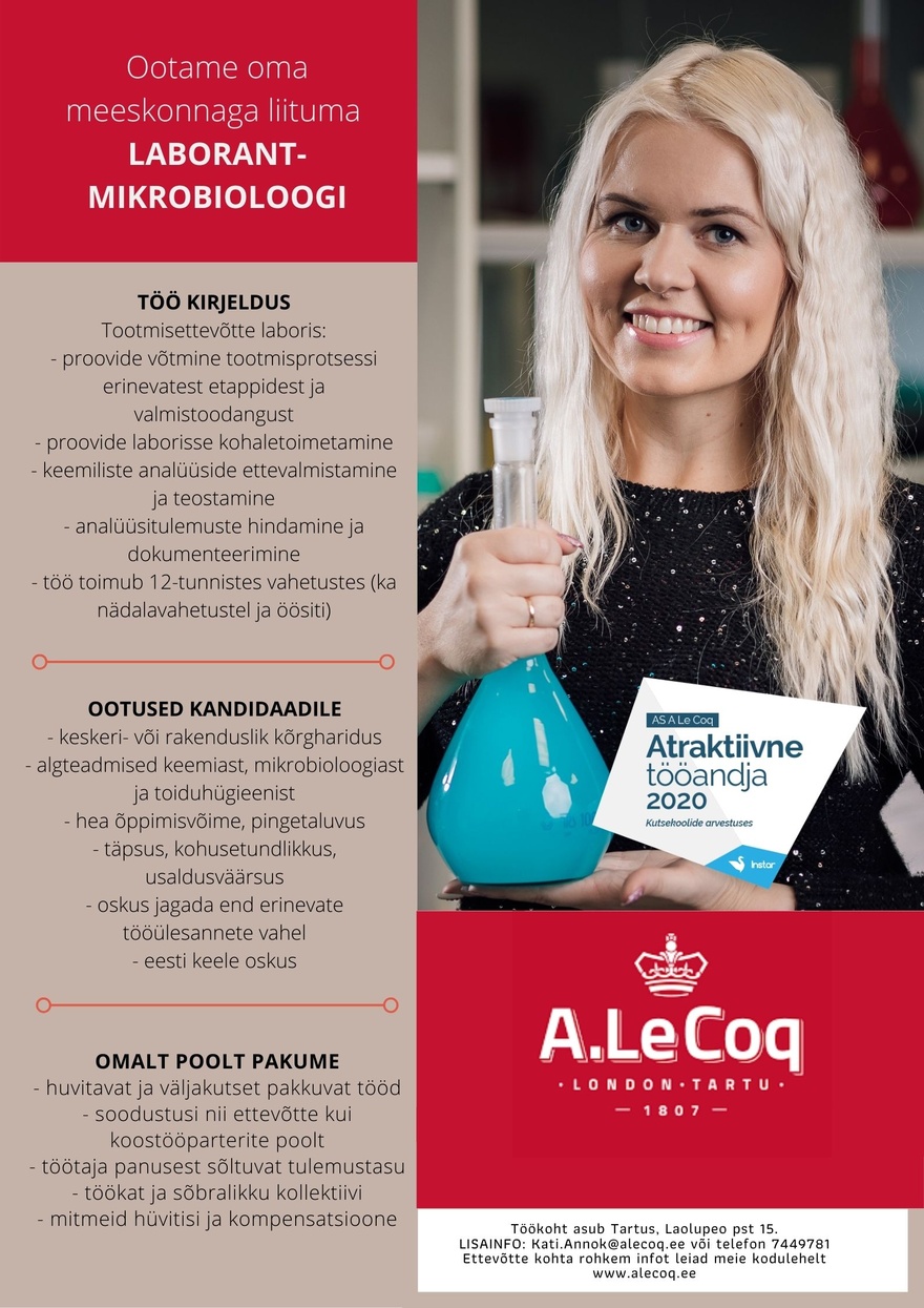 AS A. Le Coq Laborant-mikrobioloog