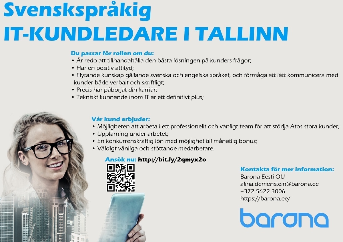 Barona Eesti OÜ Svenskspråkig IT-KUNDLEDARE I TALLINN