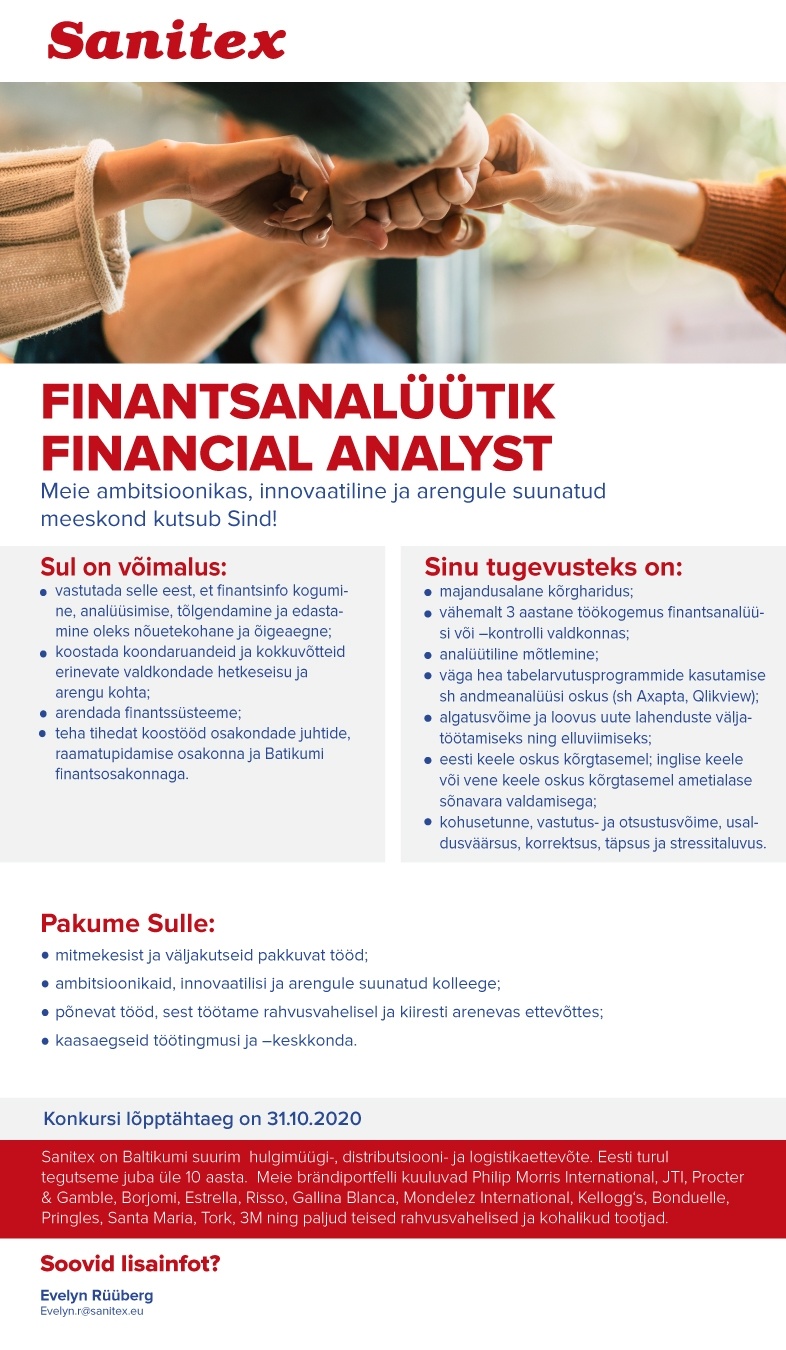 Sanitex  OÜ Finantsanalüütik