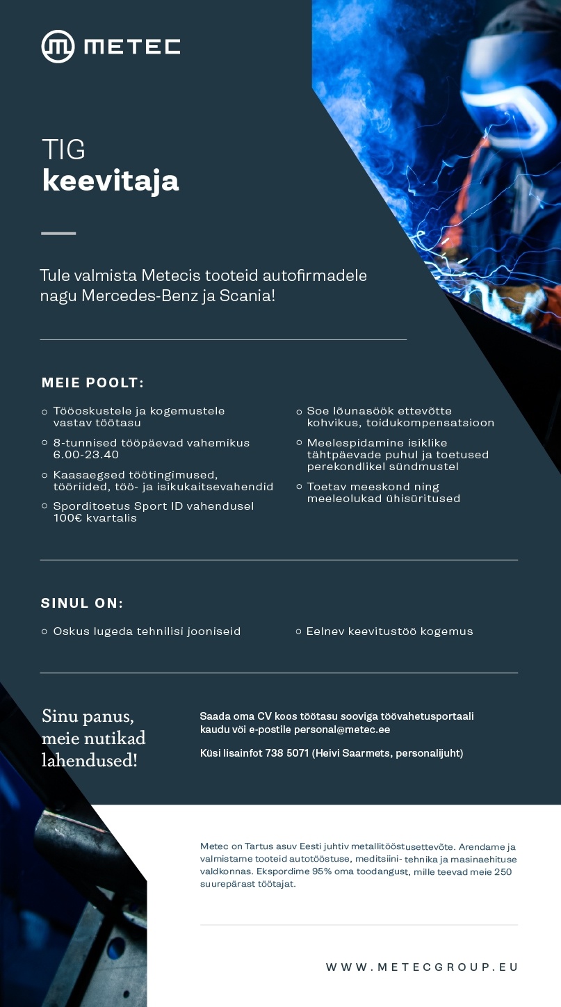 Tarmetec OÜ TIG keevitaja