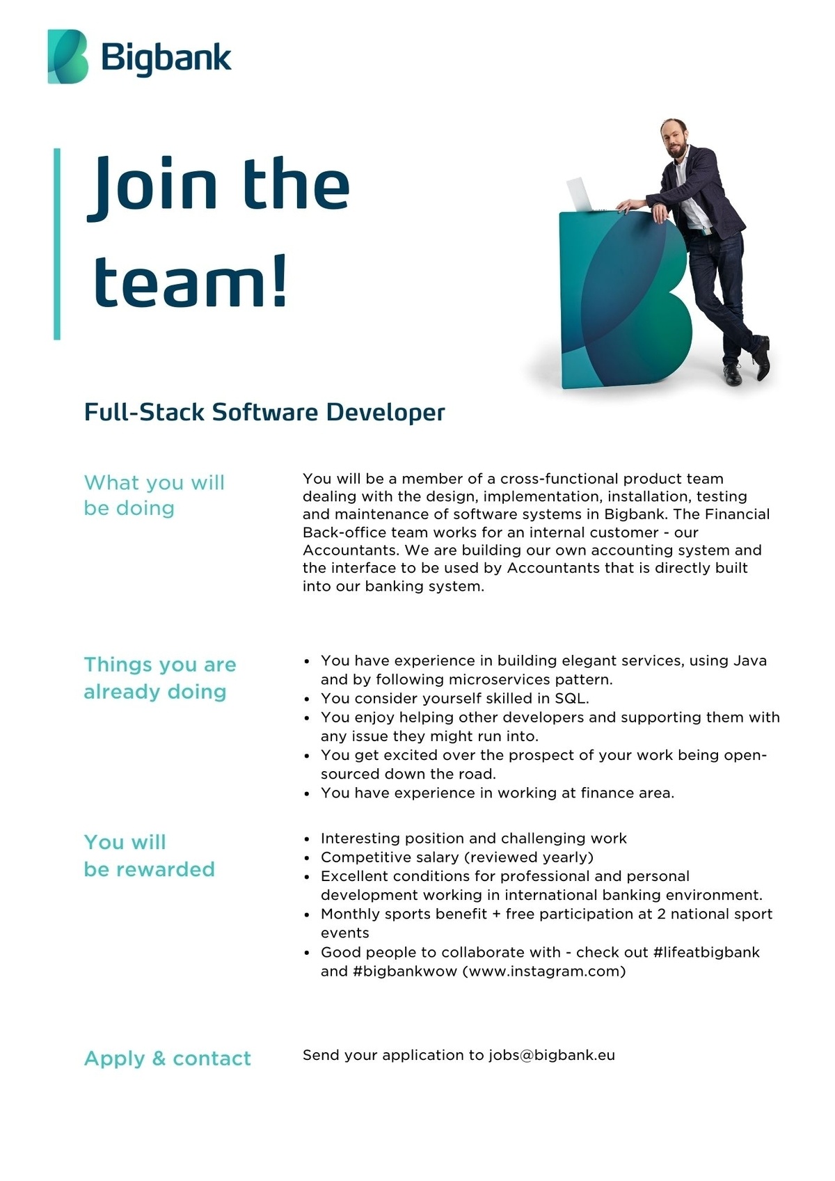 BIGBANK AS Full-Stack Software Developer (FBO)