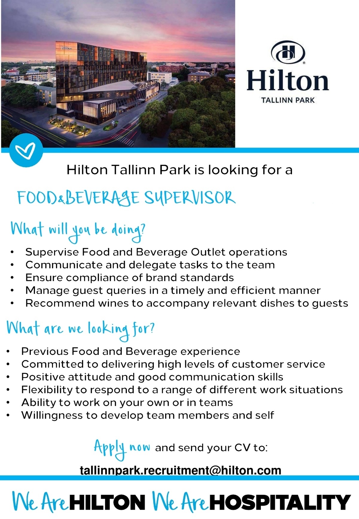 Hilton Tallinn Park Food & Beverage Supervisor