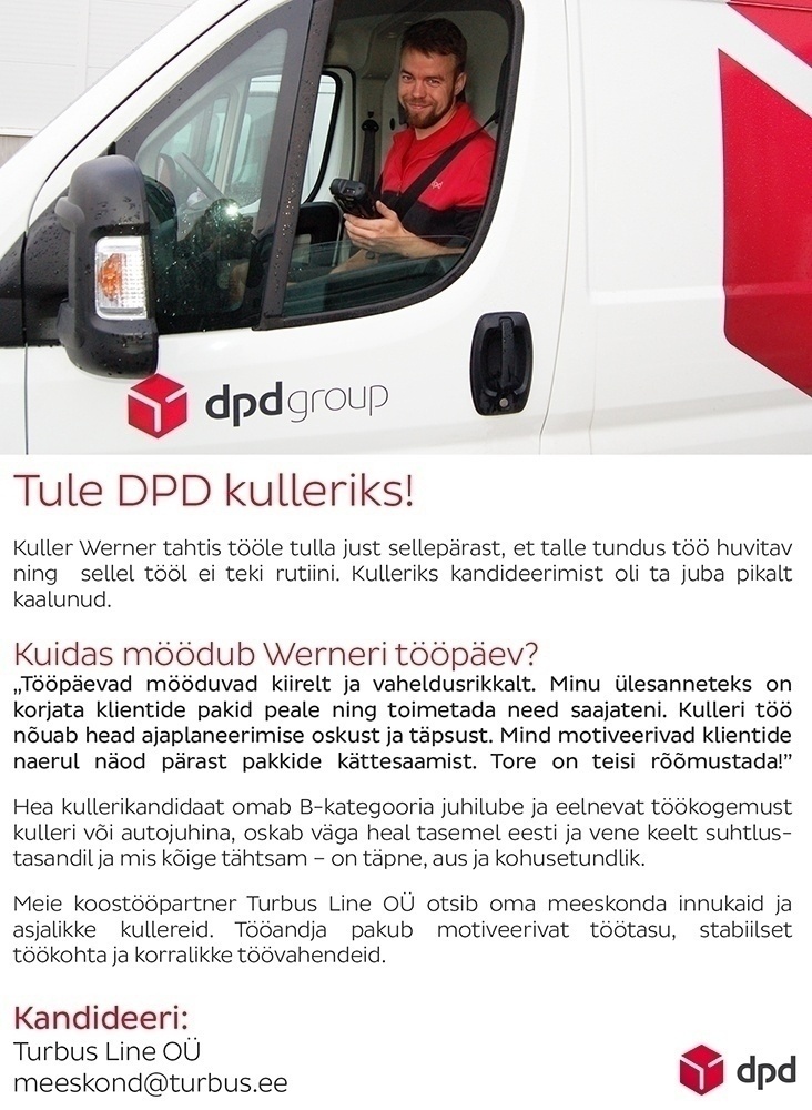 DPD Eesti AS Autojuht-kuller