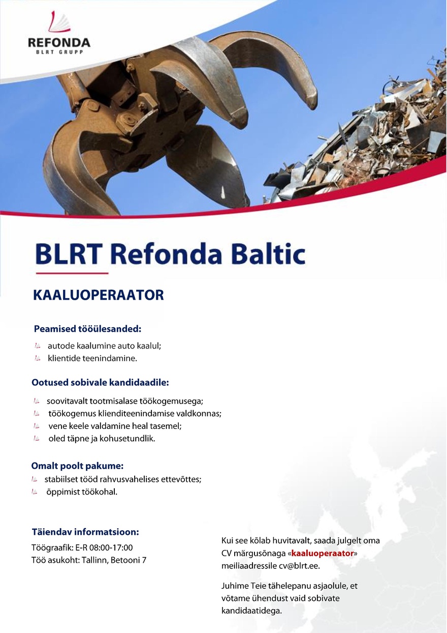BLRT Refonda Baltic OÜ KAALUOPERAATOR