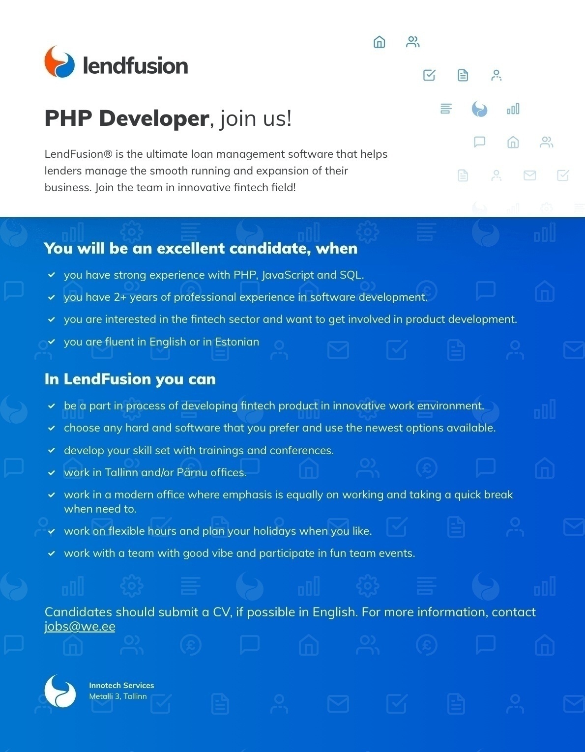 INNOTECH SERVICES OÜ PHP developer (fintech)