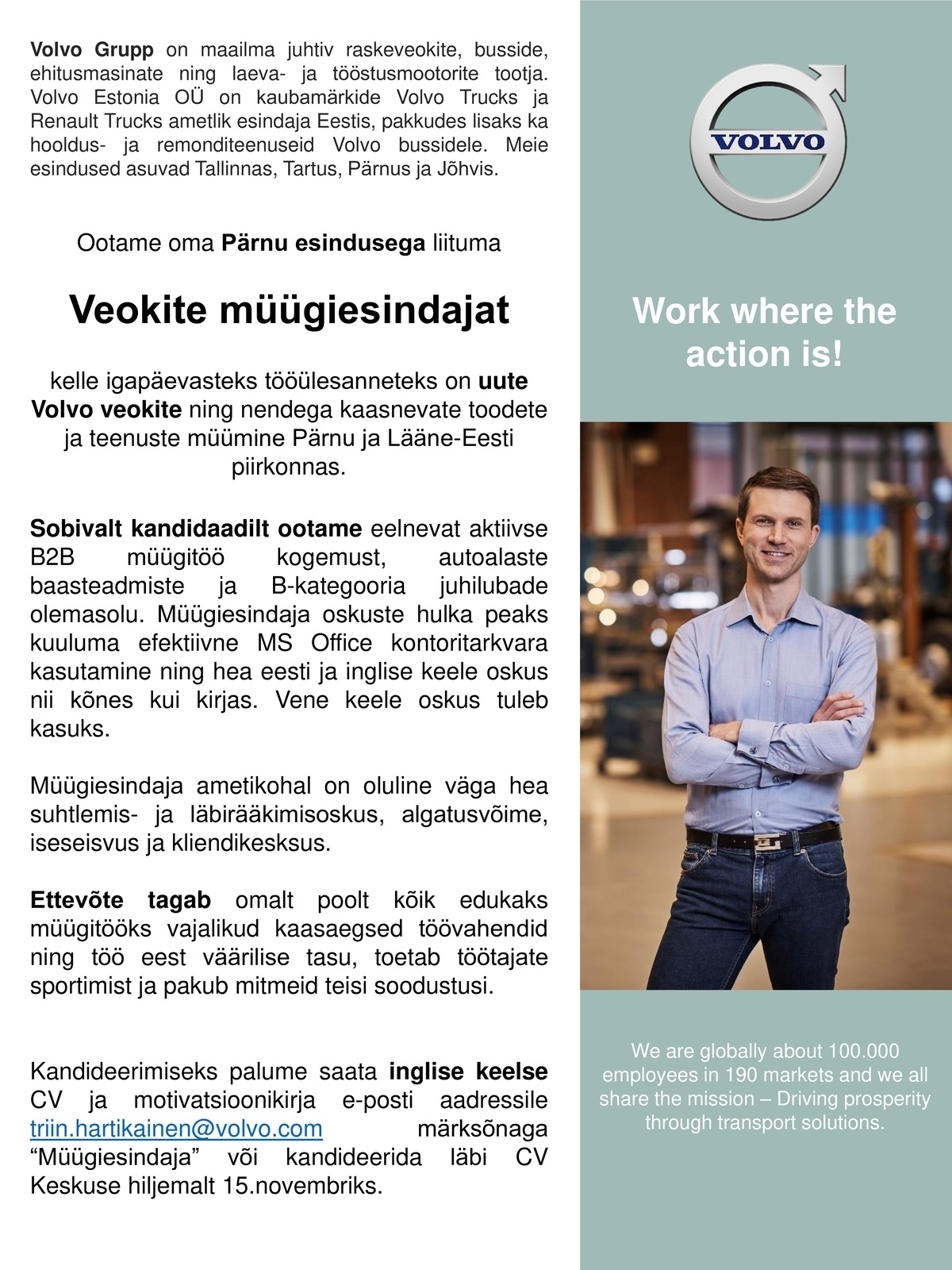 Volvo Estonia OÜ Veokite müügiesindaja
